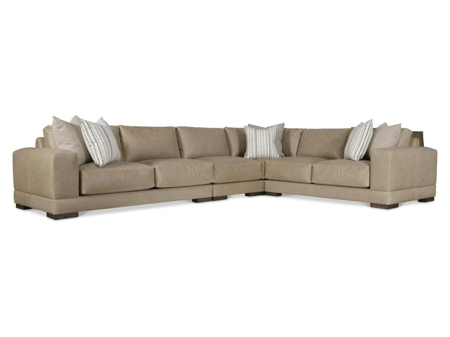 Lars Beige/Tan Leather Sectional (4 Piece) - Ornate Home