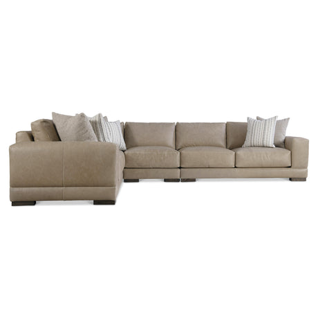 Lars Beige/Tan Leather Sectional (4 Piece) - Ornate Home