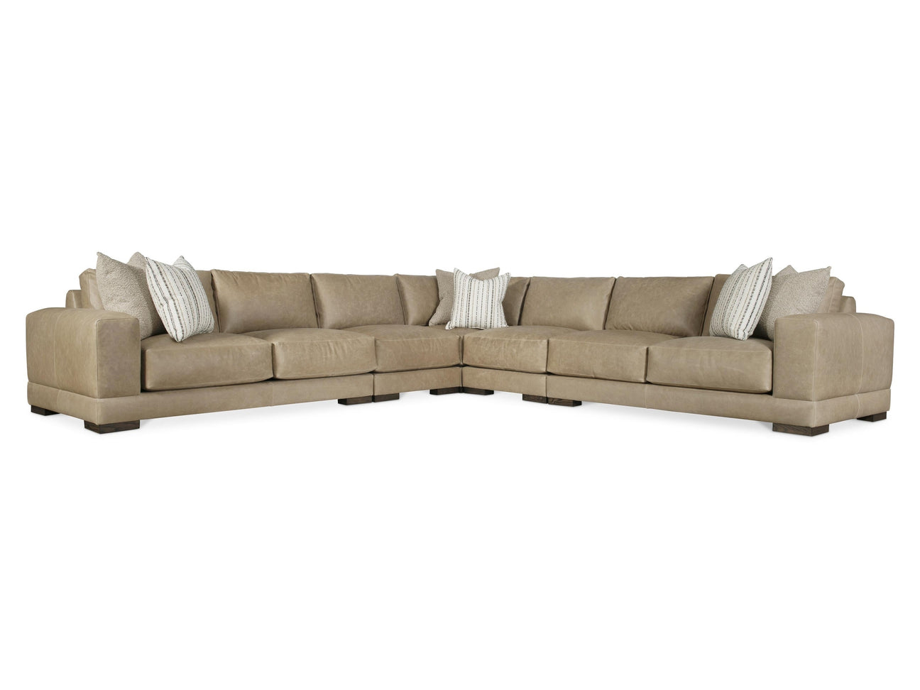 Lars Beige/Tan Leather Sectional (5 Piece) - Ornate Home