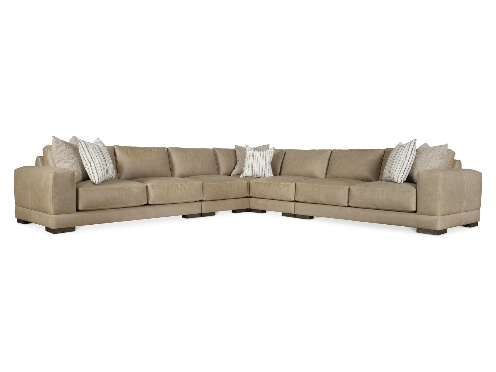 Lars Beige/Tan Leather Sectional (5 Piece) - Ornate Home