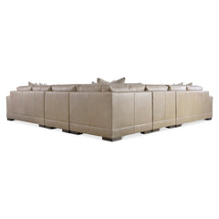 Lars Beige/Tan Leather Sectional (5 Piece) - Ornate Home