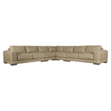 Lars Beige/Tan Leather Sectional (5 Piece) - Ornate Home