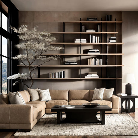 Lars Beige/Tan Leather Sectional - Ornate Home