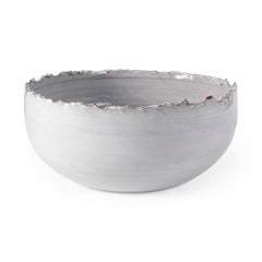 Larsen White Ceramic Large Decorative Bowl - Ornate Home