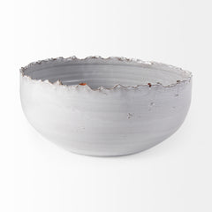 Larsen White Ceramic Large Decorative Bowl - Ornate Home