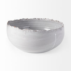 Larsen White Ceramic Large Decorative Bowl - Ornate Home