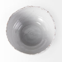 Larsen White Ceramic Large Decorative Bowl - Ornate Home