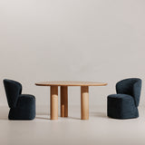 Larson Navy Blue Rolling Dining Chair - Ornate Home