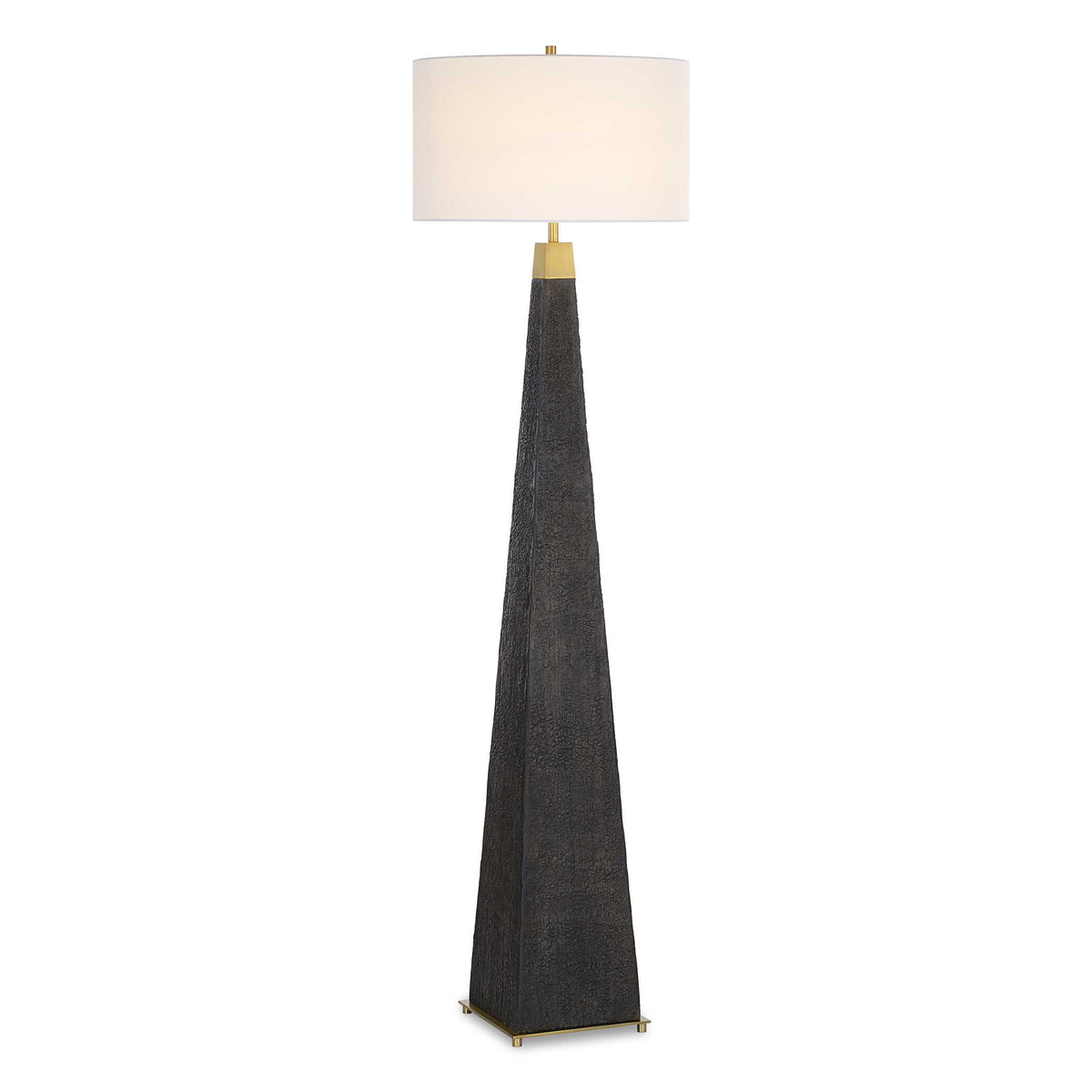 Lathey Black/Woodtone Tapered Floor Lamp - Ornate Home