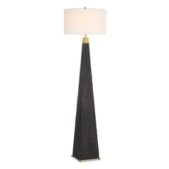 Lathey Black/Woodtone Tapered Floor Lamp - Ornate Home