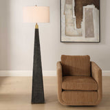 Lathey Black/Woodtone Tapered Floor Lamp - Ornate Home