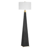 Lathey Black/Woodtone Tapered Floor Lamp - Ornate Home