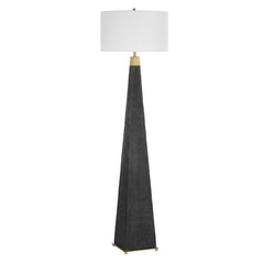 Lathey Black/Woodtone Tapered Floor Lamp - Ornate Home