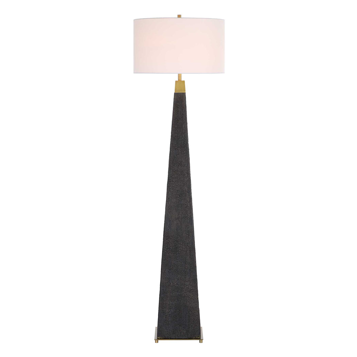 Lathey Black/Woodtone Tapered Floor Lamp - Ornate Home