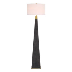 Lathey Black/Woodtone Tapered Floor Lamp - Ornate Home