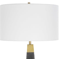 Lathey Black/Woodtone Tapered Floor Lamp - Ornate Home