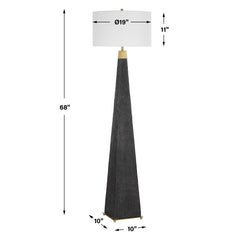 Lathey Black/Woodtone Tapered Floor Lamp - Ornate Home