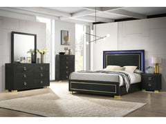 Latimer Black Queen 5 Piece Bedroom Set w/2 Nightstands - Ornate Home