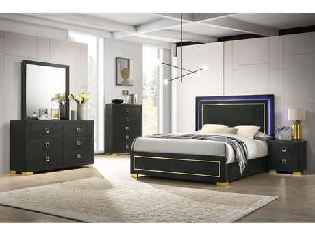 Latimer Black Queen 5 Piece Bedroom Set w/Chest - Ornate Home