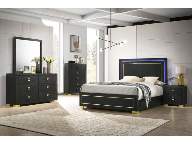 Latimer Black Queen 5 Piece Bedroom Set w/Chest - Ornate Home