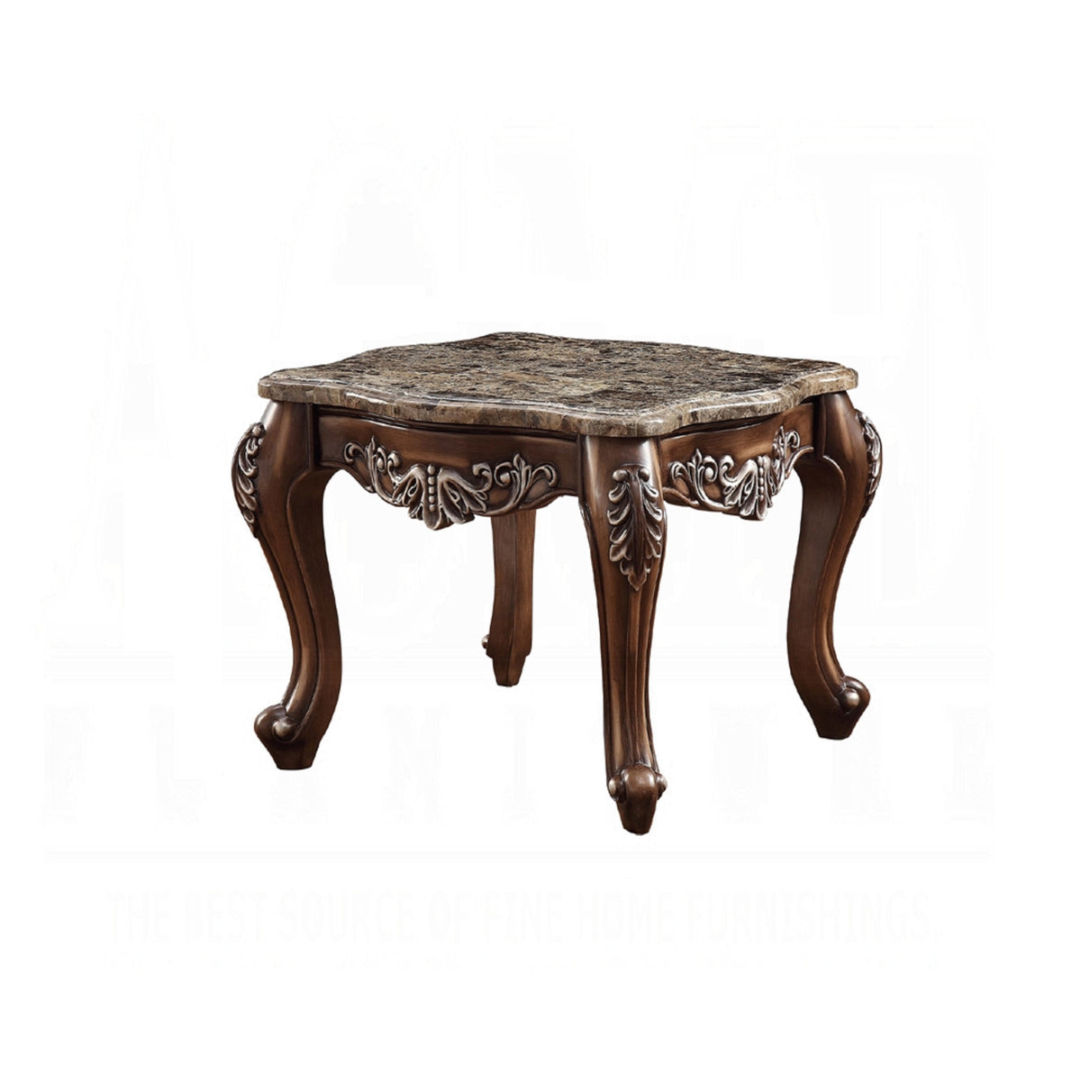 Latisha End Table in Marble/Antique Oak - Ornate Home