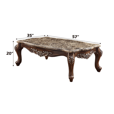 Latisha Marble & Antique Oak Coffee Table - Ornate Home