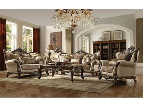 Latisha Tan, Pattern Fabric & Antique Oak Sofa w/8 Pillows - Ornate Home