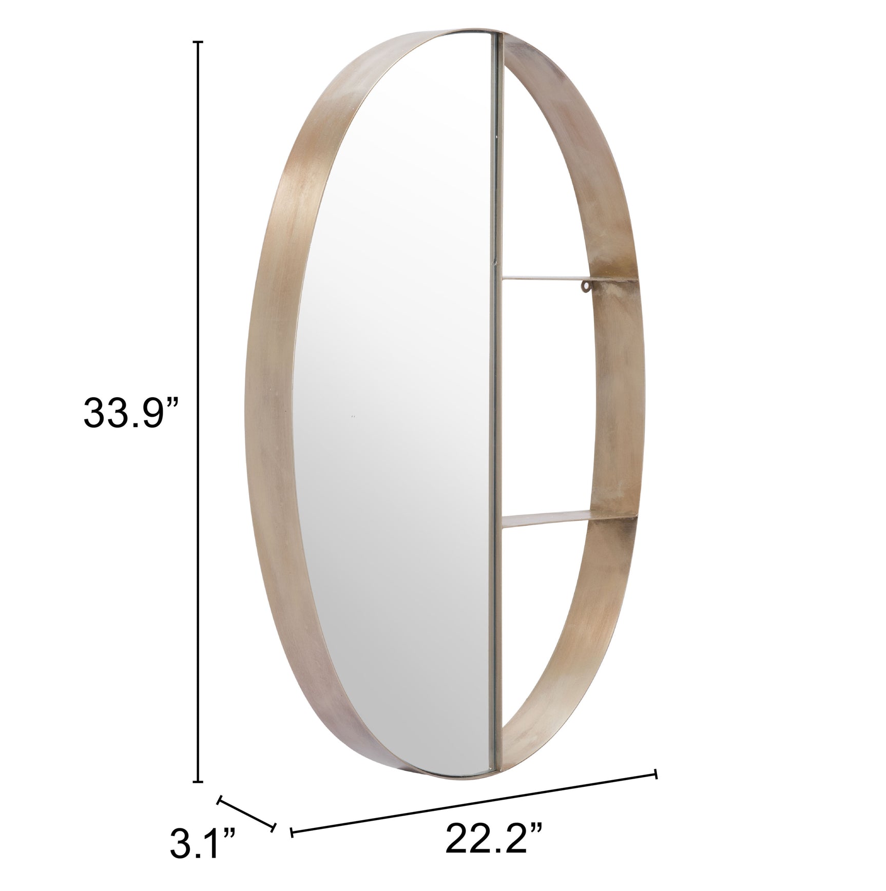 Latitude Antique Bronze Oval Shelf Mirror
