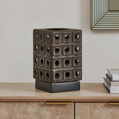 Lattice Brown/Gray Indoor-Outdoor Lantern Candleholder - Ornate Home