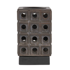 Lattice Brown/Gray Indoor-Outdoor Lantern Candleholder - Ornate Home