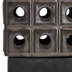 Lattice Brown/Gray Indoor-Outdoor Lantern Candleholder - Ornate Home