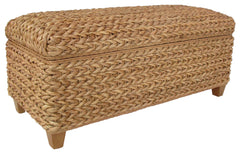 Laughton Natural Hand-Woven Banana Leaf Storage Bench - Ornate Home