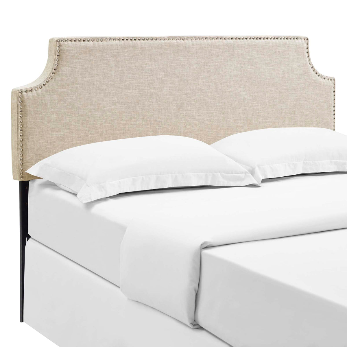 Laura Beige Upholstered Fabric Queen Headboard - Ornate Home