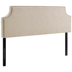 Laura Beige Upholstered Fabric Queen Headboard - Ornate Home