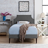 Laura Gray Fabric Twin Platform Bed with Squared Tapered Legs - Ornate Home