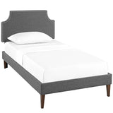 Laura Gray Fabric Twin Platform Bed with Squared Tapered Legs - Ornate Home