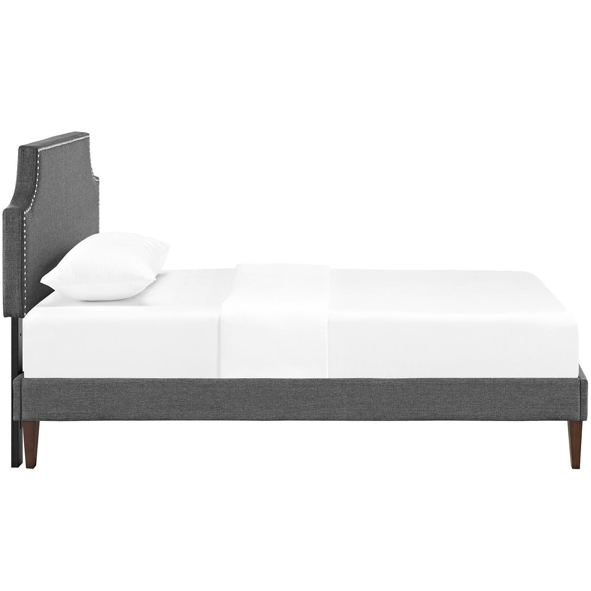 Laura Gray Fabric Twin Platform Bed with Squared Tapered Legs - Ornate Home