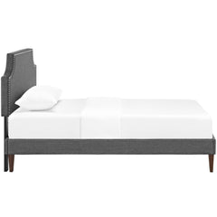 Laura Gray Fabric Twin Platform Bed with Squared Tapered Legs - Ornate Home