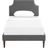Laura Gray Fabric Twin Platform Bed with Squared Tapered Legs - Ornate Home