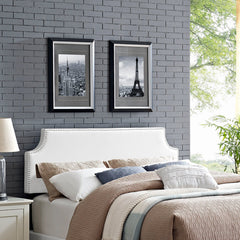 Laura White Upholstered Vinyl Full Headboard - Ornate Home