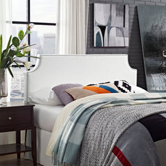 Laura White Upholstered Vinyl Queen Headboard - Ornate Home