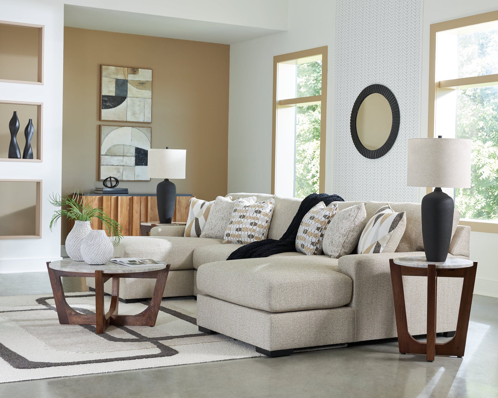 Laurelgrove Pebble 3-Piece Double Chaise Sectional (Online Special Price) - Ornate Home