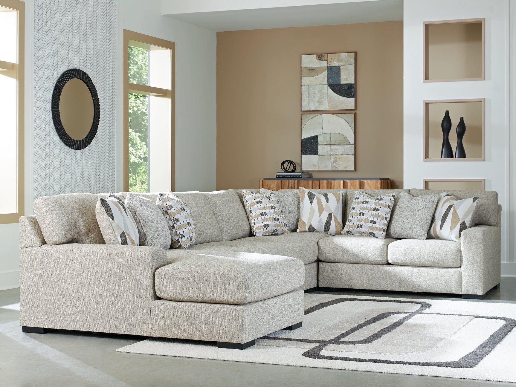 Laurelgrove Pebble 5-Piece Sectional with Left Chaise (Online Special Price) - Ornate Home