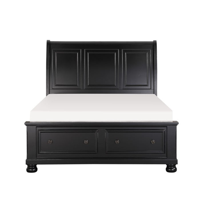 Laurelin Black California King Sleigh Platform Bed - Ornate Home
