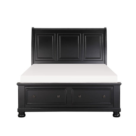 Laurelin Black California King Sleigh Platform Bed - Ornate Home