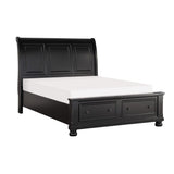 Laurelin Black California King Sleigh Platform Bed - Ornate Home