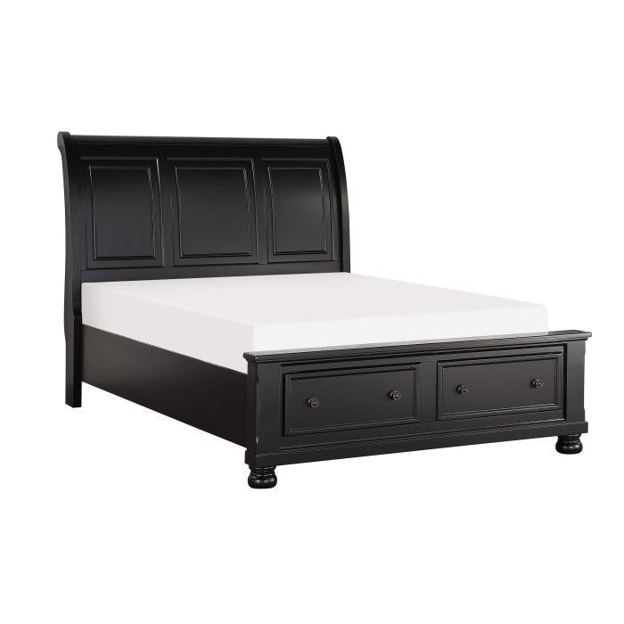 Laurelin Black California King Sleigh Platform Bed - Ornate Home
