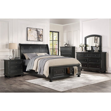 Laurelin Black California King Sleigh Platform Bed - Ornate Home