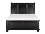 Laurelin Black Eastern King Sleigh Platform Bed - Ornate Home