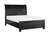 Laurelin Black Eastern King Sleigh Platform Bed - Ornate Home